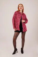 Eskitme Görünümlü Denim Toptan Bordo Gömlek