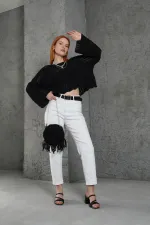 Ajurlu Bisiklet Yaka Siyah Toptan Bluz