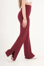 Yırtmaçlı Çan Paça Bordo Toptan Pantolon