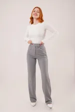 Pantalon gris en gros avec détails velcro