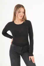 Süper İnce Trend Basic Toptan Siyah Bluz