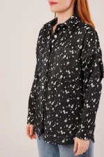 Eskitme Görünümlü Denim Toptan Siyah Gömlek