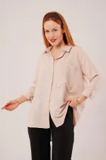 Salaş Kesim Cepli Toptan Bej Gömlek