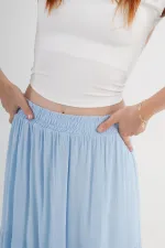 Fırfırlı Uzun Toptan Bebe Mavisi Etek