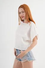 Ön Dantel Detaylı Toptan Ekru Bluz