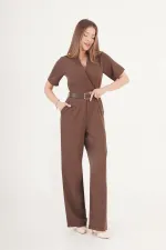 Elegance Kemerli Palazzo Toptan  Kahve Tulum