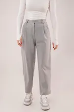 Kapama Cep Detaylı Toptan Gri Pantolon