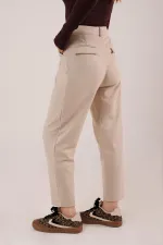 Kapama Cep Detaylı Toptan Krem Pantolon