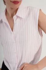 Kolsuz Model Pembe Çizgili Toptan Gömlek