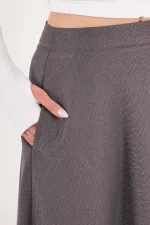 Balık Sırtı Desen Volan Kesim Toptan Antrasit Etek