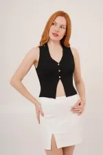 Chemisier noir en gros avec détails sans boutons de manchette