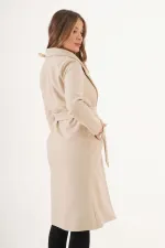 Manteau en cachemire enduit de pierre, ceinturé et doublé, vendu en gros