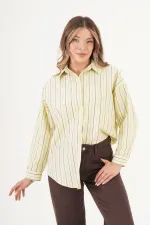 Chemise jaune rayée à boutons au dos, vente en gros