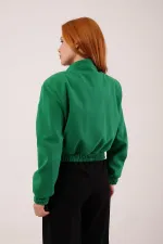 Gold Düğmeli Kaşe Toptan Yeşil Bomber Ceket