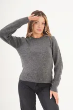 Bisiklet Yaka Düz Model Antrasit Triko Toptan Kazak