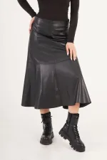 Jupe noire basique en gros avec détails de couture