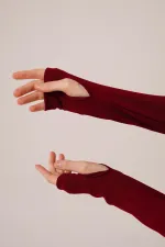 Kare Yaka Bluz Ve Yırtmaç Detaylı Etek Toptan İkili Bordo Takım