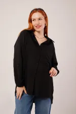 Salaş Kesim Cepli Toptan Siyah Gömlek