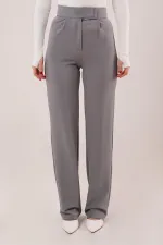 Pantalon gris en gros avec détails velcro
