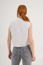 Kolsuz Model Antrasit Çizgili Toptan Gömlek