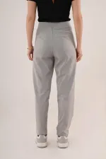 Çift Pens Detaylı Toptan Gri Pantolon