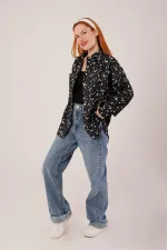 Eskitme Görünümlü Denim Toptan Siyah Gömlek