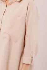 Salaş Kesim Cepli Toptan Bej Gömlek