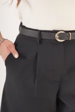 Toptan Kemerli Cepli Siyah Bermuda Şort