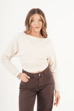 İnce Oys Kumaş Yarasa Kol Toptan Taş Bluz