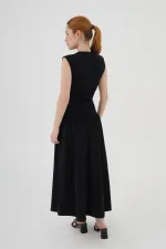 Beli Büzgülü Siyah Toptan Elbise