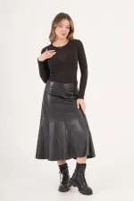 Jupe noire basique en gros avec détails de couture