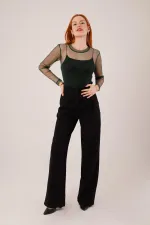 Chemisier basique en tulle vert transparent en gros