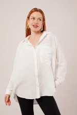 Salaş Kesim Cepli Toptan Beyaz Gömlek