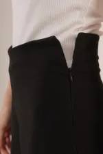 Bol Paça Yandan Fermuarlı Toptan Siyah Kumaş Pantolon