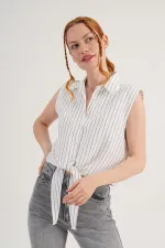 Kolsuz Model Antrasit Çizgili Toptan Gömlek