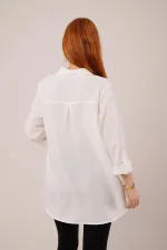 Salaş Kesim Cepli Toptan Beyaz Gömlek