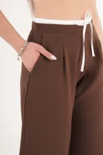 Bel Çift Bantlı Kahve Toptan Pantolon
