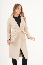 Manteau en cachemire enduit de pierre, ceinturé et doublé, vendu en gros