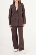 Yıkamalı Urban Kahve Ceket Pantolon Denim Toptan Takım