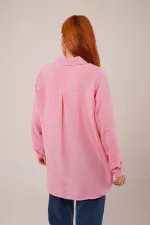 Salaş Kesim Cepli Toptan Pembe Gömlek