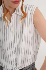 Kolsuz Model Antrasit Çizgili Toptan Gömlek