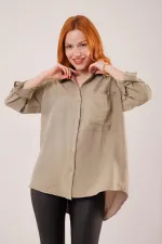 Salaş Kesim Cepli Toptan Haki Gömlek