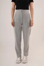 Çift Pens Detaylı Toptan Gri Pantolon
