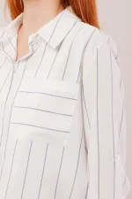 Tek Cepli Mavi Çizgili Toptan Gömlek