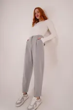 Kapama Cep Detaylı Toptan Gri Pantolon