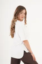 Dikişsiz V Yaka Basic Toptan Beyaz Tişört