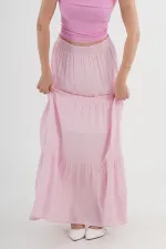 Jupe longue à volants rose en gros