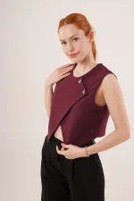 Çift Düğmeli Çapraz Model Bordo Toptan Yelek