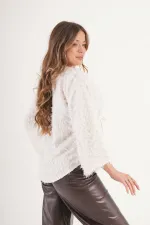 Full Saçaklı İp Bağlamalı Toptan Ekru Kimono