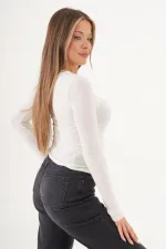 Süper İnce Trend Basic Toptan Beyaz Bluz